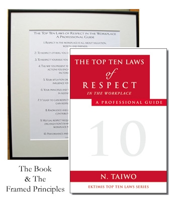 EKTIMIS Artifact - Respect-Themed Framed Picture - The Top Ten Laws of Respect in the Workplace and Book Combo